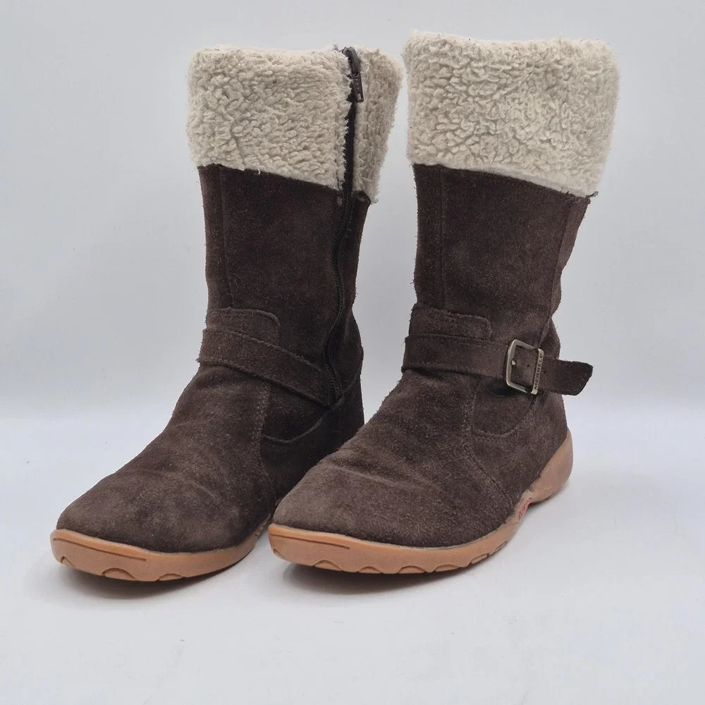Merrell Mimosa Harvest Waterproof Boots Kids Size‎ 3 Brown Suede Faux Fur J95508